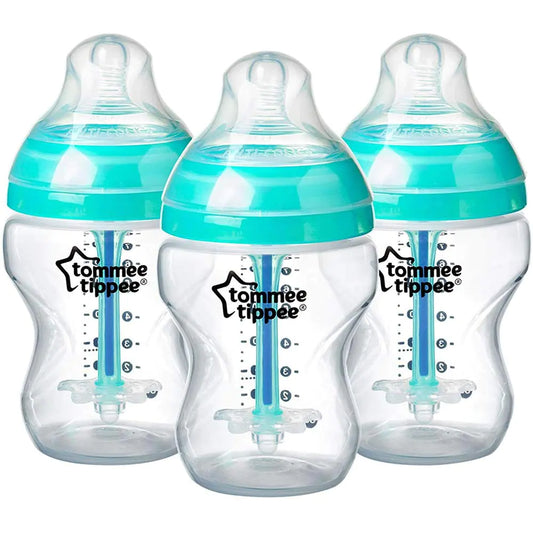 Tommee Tippee Anti-Colic Baby Bottles Slow Flow Breast-Like Nipple and Unique Anti-Colic Venting System (9oz 3 Count)