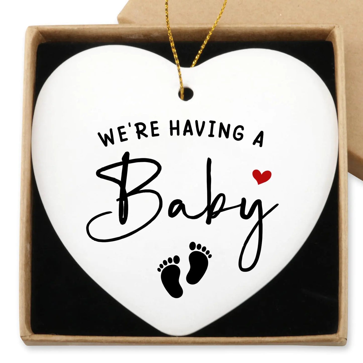 Pregnant Mom Gifts Were Having a Baby Hanging Ornament for Pregnant Parents Pregnancy Announcement for Husband Wife Expectant Dad Gifts Christmas Ornament Ceramic Heart Keepsake