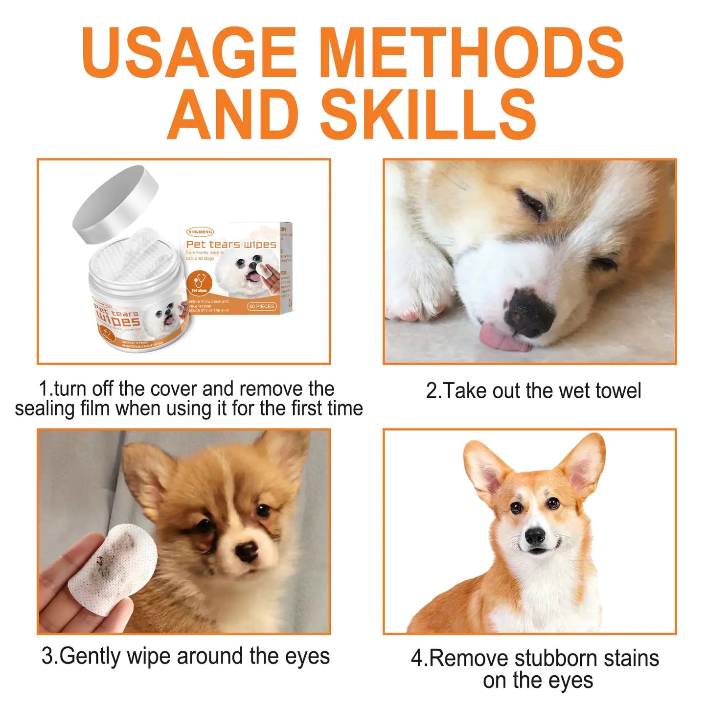 Dogs And Cats Tear Stains Eye Cleaning