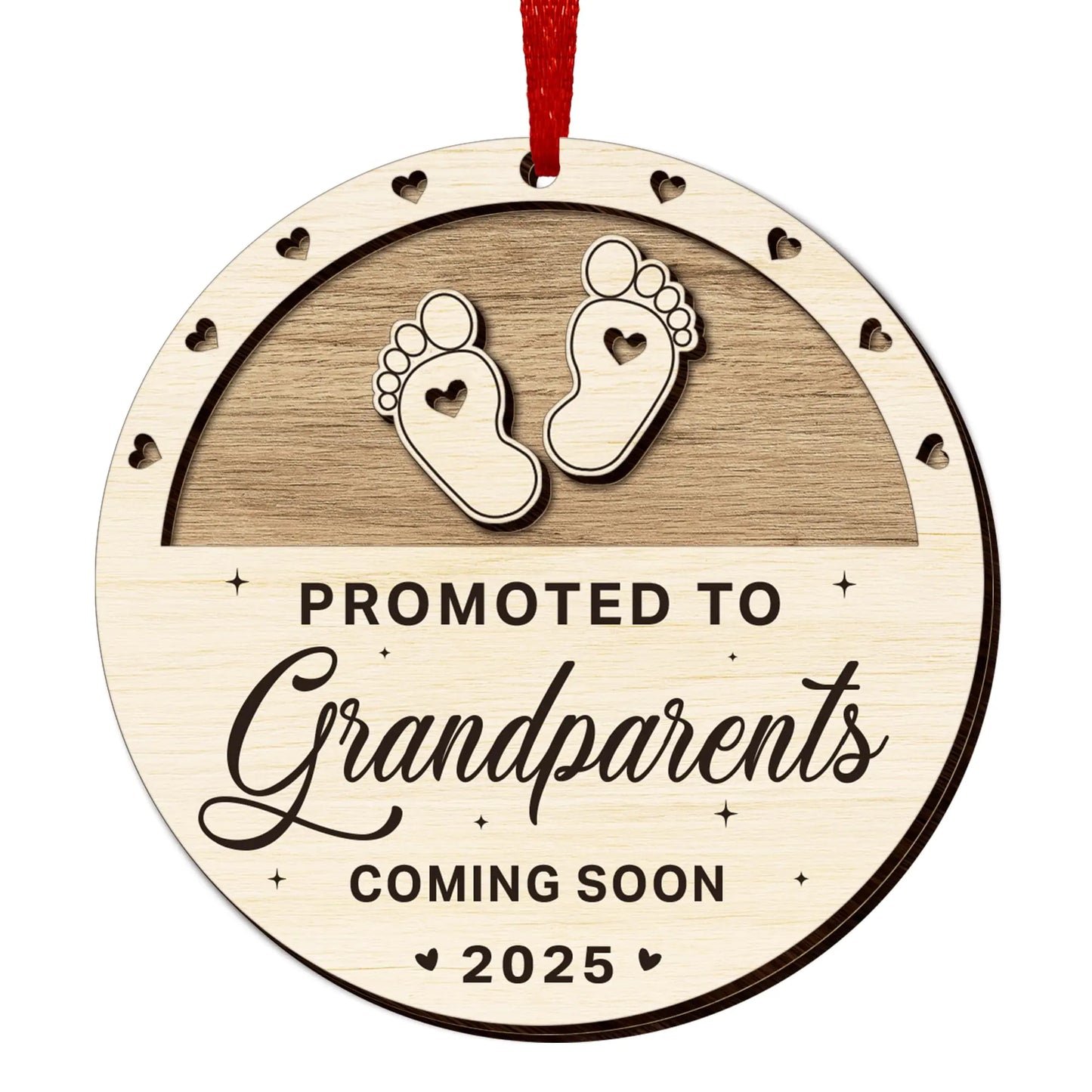 OASSIE Pregnancy Announcement for Grandparents Christmas Ornaments 2024 - First Time Grandparents Gifts for Men Women New Grandma Grandpa Gifts - Christmas Tree Decoration Wooden Ornaments