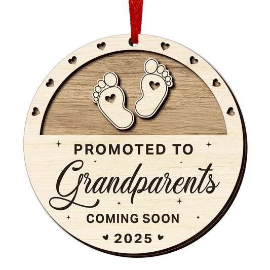 OASSIE Pregnancy Announcement for Grandparents Christmas Ornaments 2024 - First Time Grandparents Gifts for Men Women New Grandma Grandpa Gifts - Christmas Tree Decoration Wooden Ornaments
